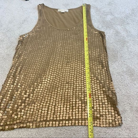 MICHAEL Michael Kors brown bronze sequin tank top camisole blouse Sz M sparkly - Picture 10 of 11